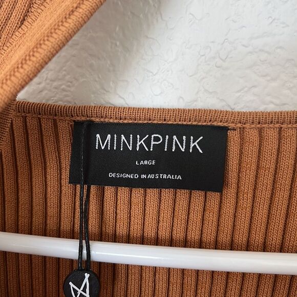 Minkpink Gianna Crisscross Ribbed Knit Long Sleeve Top NEW NWT - Picture 4 of 6
